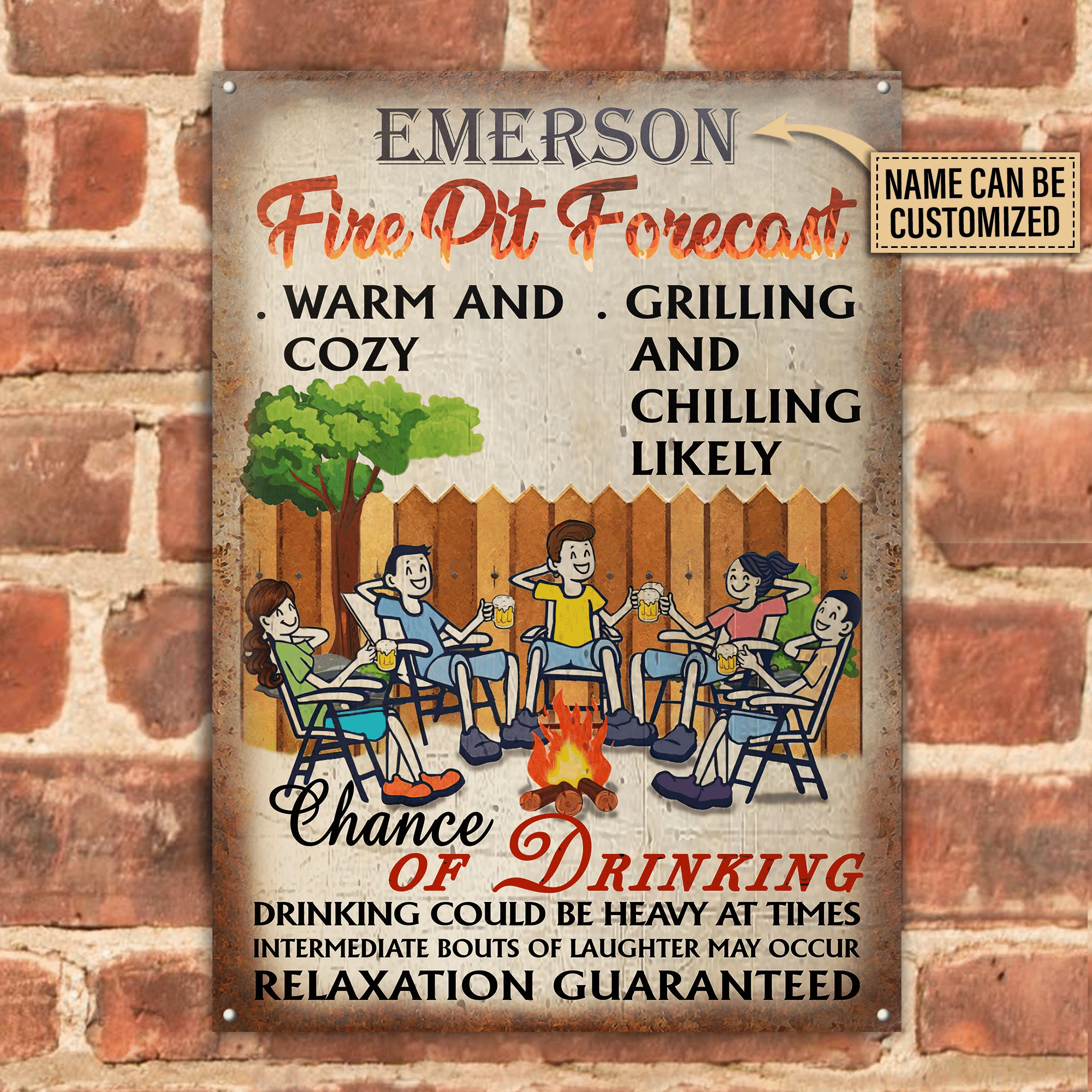 Personalized Camping Warm And Cozy Rectangle Metal Sign Home Decor