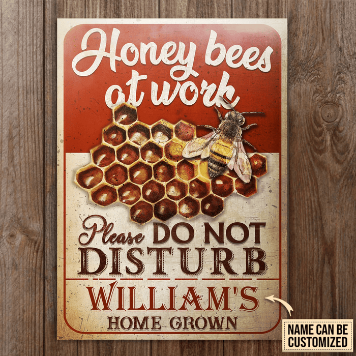 Personalized Honey Bee Farm Do Not Disturb Rectangle Metal Sign Home Decor