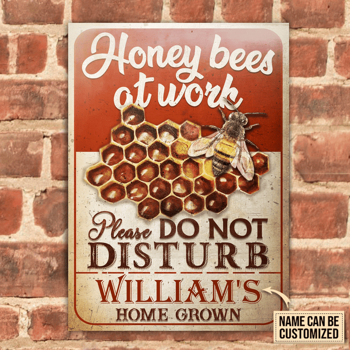 Personalized Honey Bee Farm Do Not Disturb Rectangle Metal Sign Home Decor