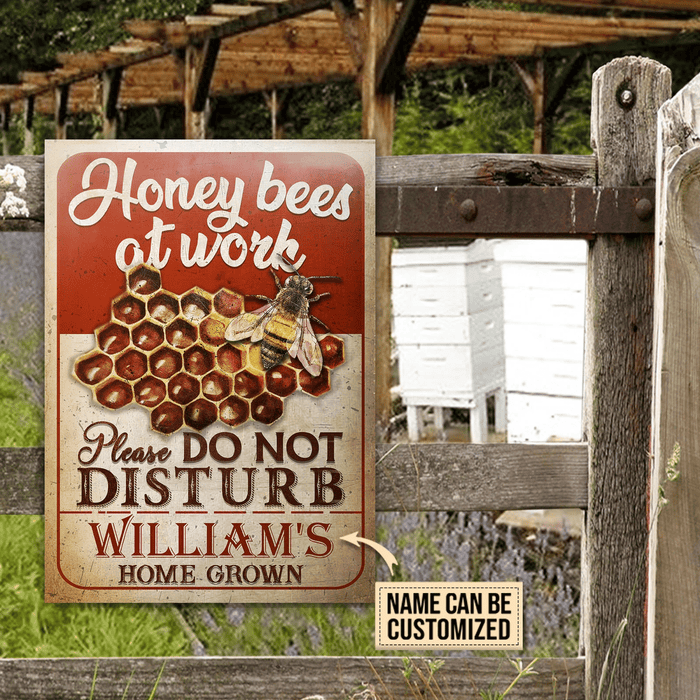 Personalized Honey Bee Farm Do Not Disturb Rectangle Metal Sign Home Decor