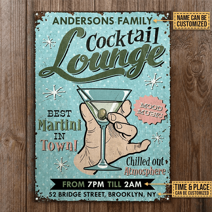 Personalized Cocktail Lounge Best Martini Rectangle Metal Sign Home Decor