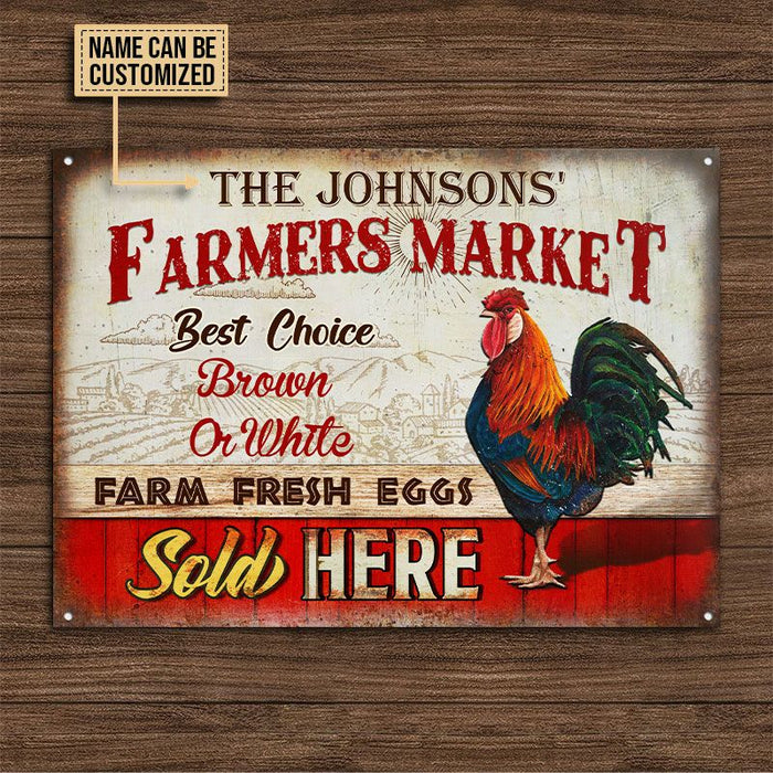 Personalized Chicken Farmers Market Rectangle Metal Sign Home Decor