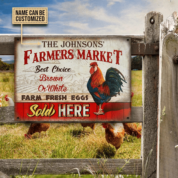 Personalized Chicken Farmers Market Rectangle Metal Sign Home Decor