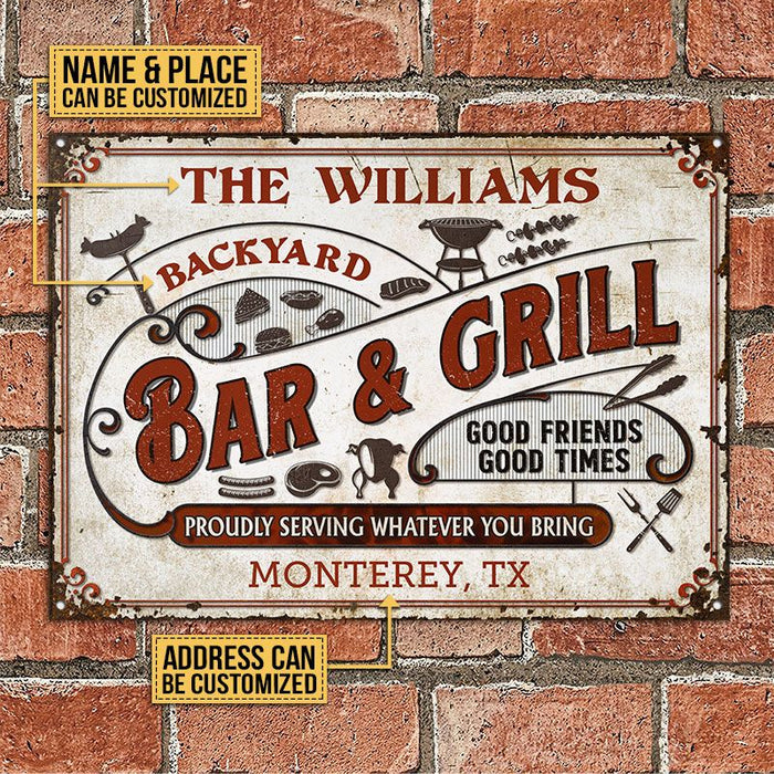 Personalized Grilling Proudly Serving You Bring Rectangle Metal Sign Home Decor