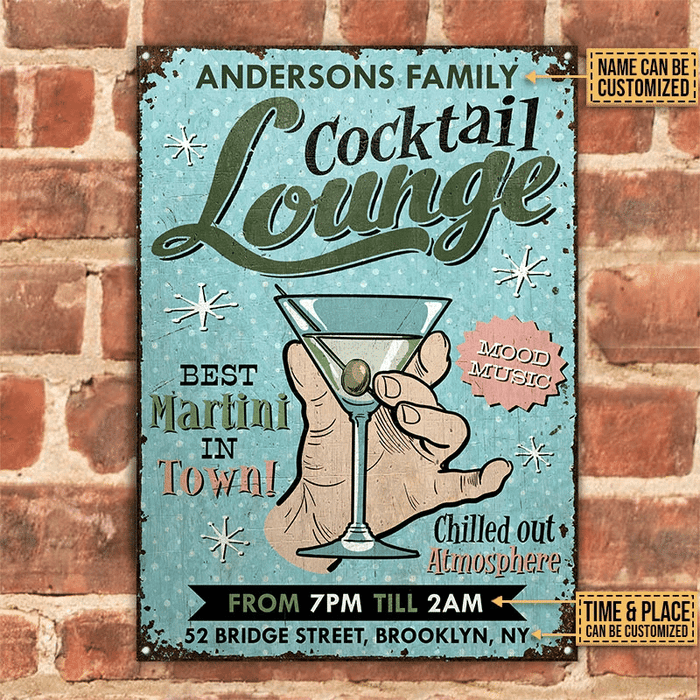 Personalized Cocktail Lounge Best Martini Rectangle Metal Sign Home Decor