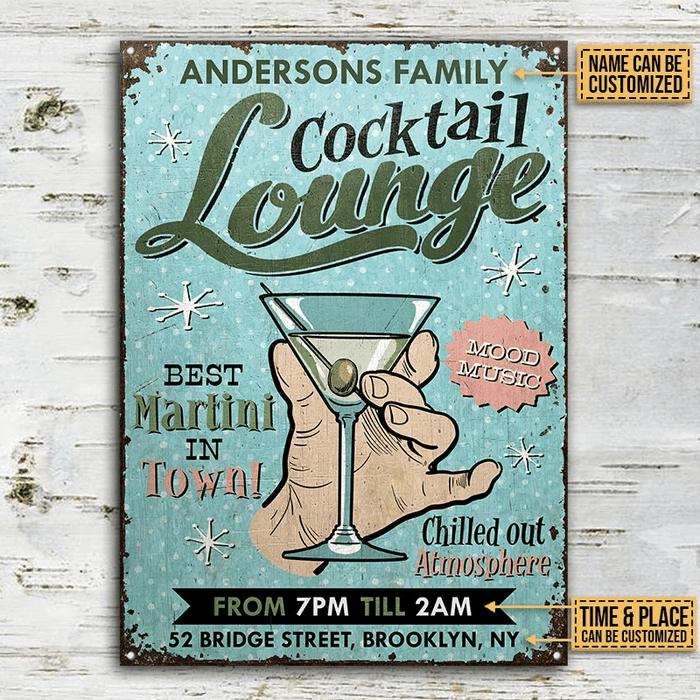 Personalized Cocktail Lounge Best Martini Rectangle Metal Sign Home Decor