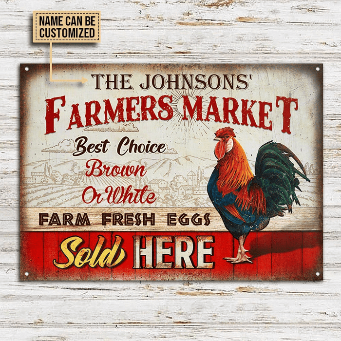 Personalized Chicken Farmers Market Rectangle Metal Sign Home Decor