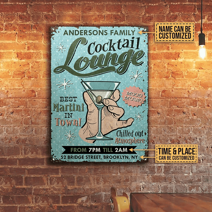 Personalized Cocktail Lounge Best Martini Rectangle Metal Sign Home Decor