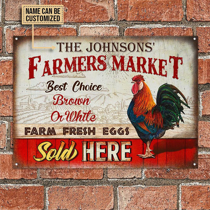 Personalized Chicken Farmers Market Rectangle Metal Sign Home Decor