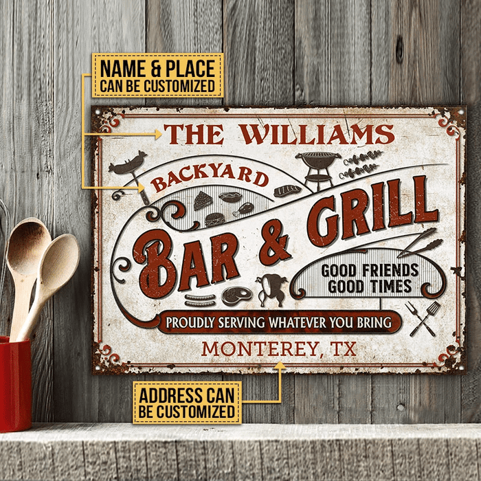 Personalized Grilling Proudly Serving You Bring Rectangle Metal Sign Home Decor