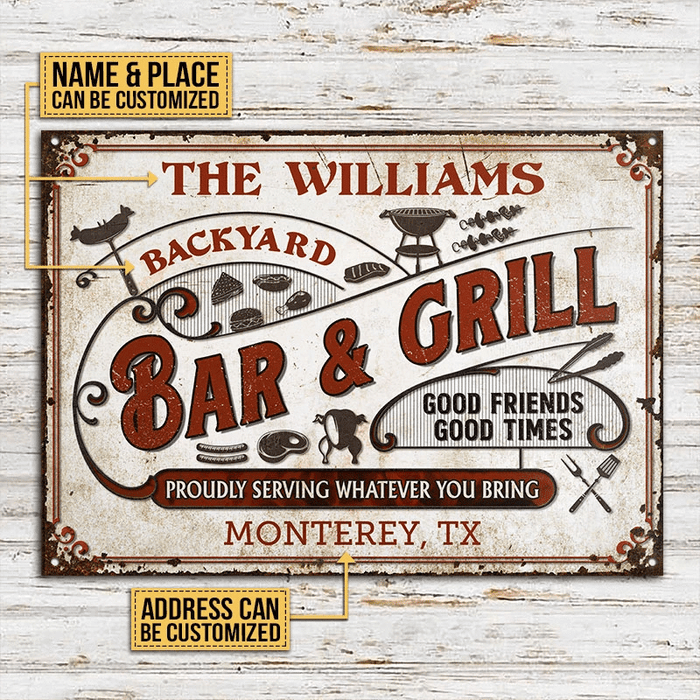 Personalized Grilling Proudly Serving You Bring Rectangle Metal Sign Home Decor