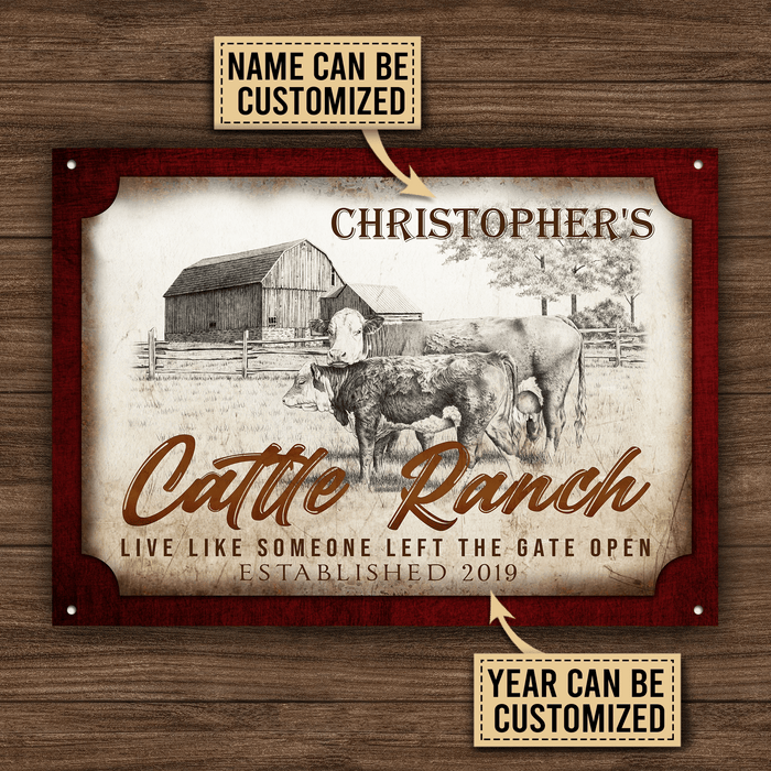 Personalized Cattle Ranch Gate Open Rectangle Metal Sign Home Decor