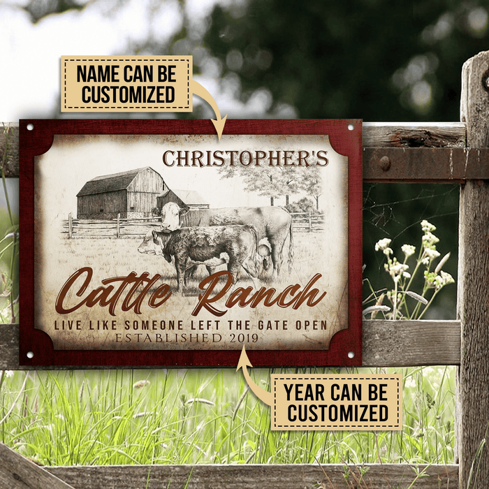 Personalized Cattle Ranch Gate Open Rectangle Metal Sign Home Decor