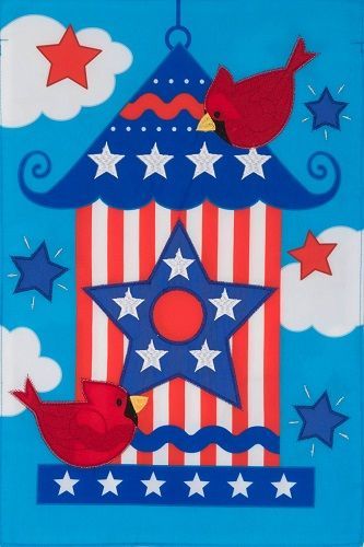 Applique Patriotic Birdhouse 4th Of July Flag