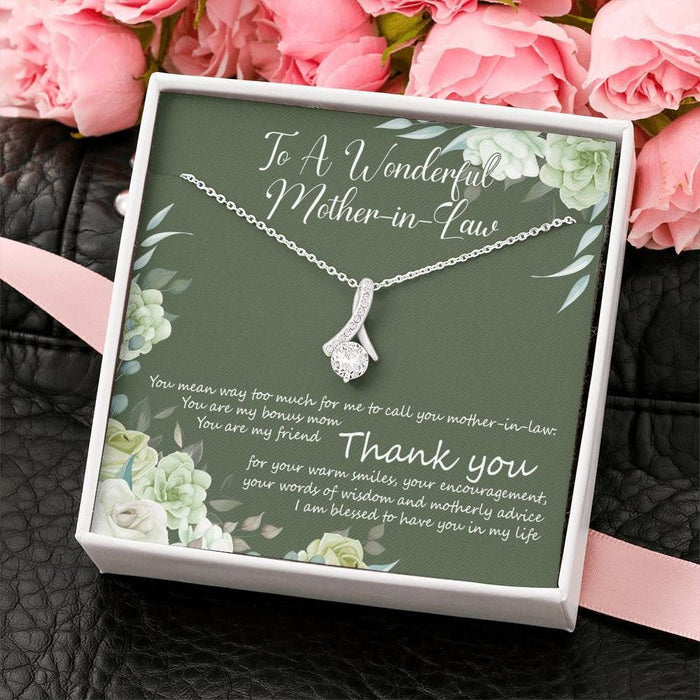 To A Wonderful Mother-in-law You Are My Bonus Mom Alluring Beauty Necklace Gift For Her Gift For Mom Mother's Day Gift Ideas