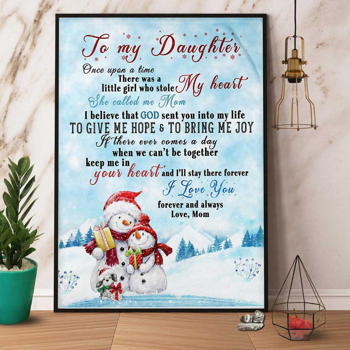 Christmas Mom To My Daughter I'Ll Stay There Forever Snowman Family Snow Winter Coming Gift Wall Art Canvas Gift For Mom Mother's Day Gift Ideas