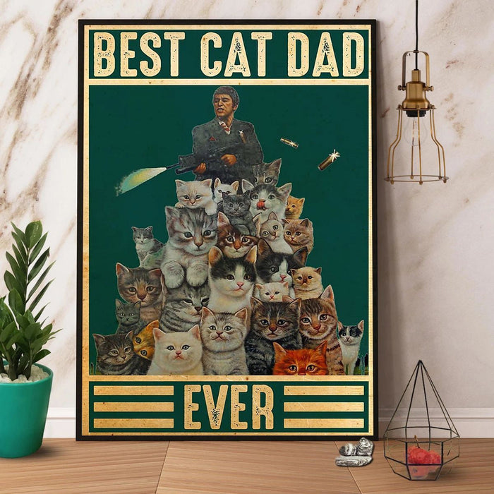 Cat Best Cat Dad Ever Cute Cat Cat Lovers Paper Wall Art Canvas Gift For Dad Gift For Father Father's Day Gift Ideas