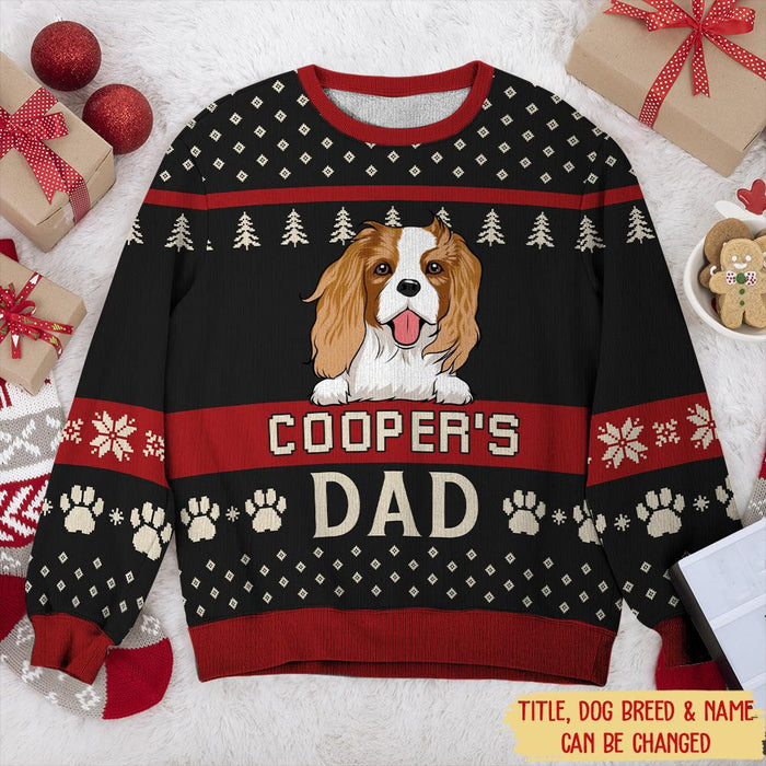 Cavalier King Charles Spaniel Dog Dad Xmas Pattern Personalized Ugly Sweaters Sweatshirt Gift For Dad Gift For Father Father's Day Gift Ideas