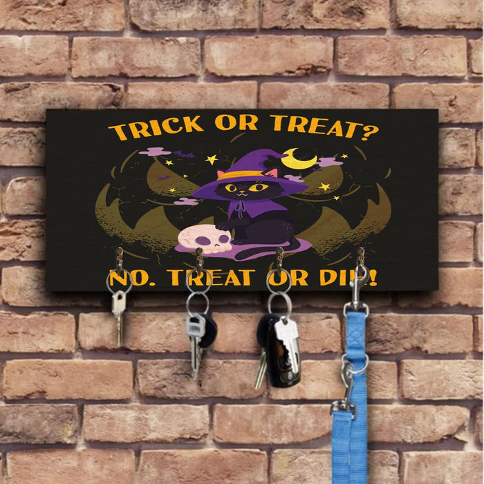 Halloween Black Cat Trick Or Treat Wooden Key Hook Key Holder Halloween Gift Ideas