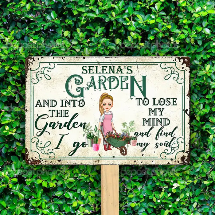 And Into The Garden I Go To Lose My Mind - Gift For Garden Lovers - Personalized Rectangle Metal Sign