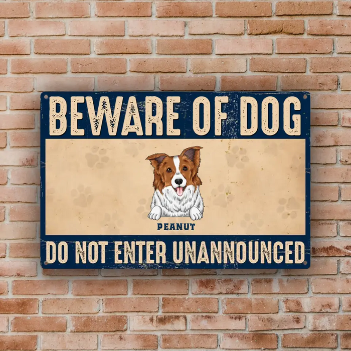 Beware Of Dog - Gift For Dog Lovers - Personalized Metal Sign