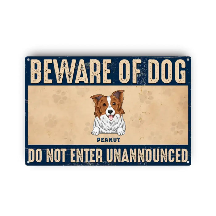 Beware Of Dog - Gift For Dog Lovers - Personalized Metal Sign