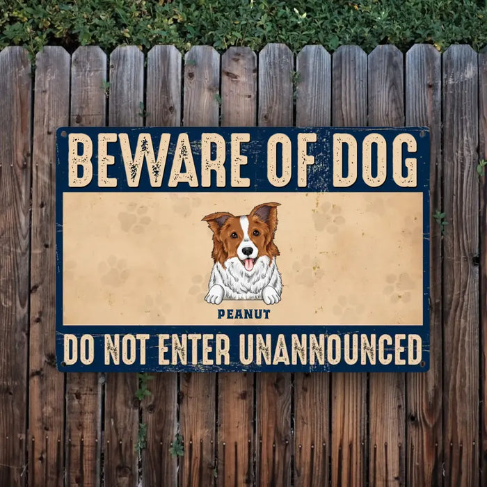 Beware Of Dog - Gift For Dog Lovers - Personalized Metal Sign