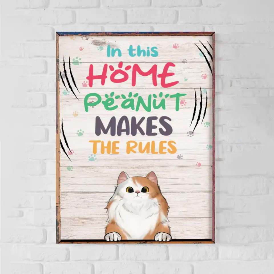 Cat Makes The Rules - Gifts For Cat Lovers - Personalized Canvas Wall Art