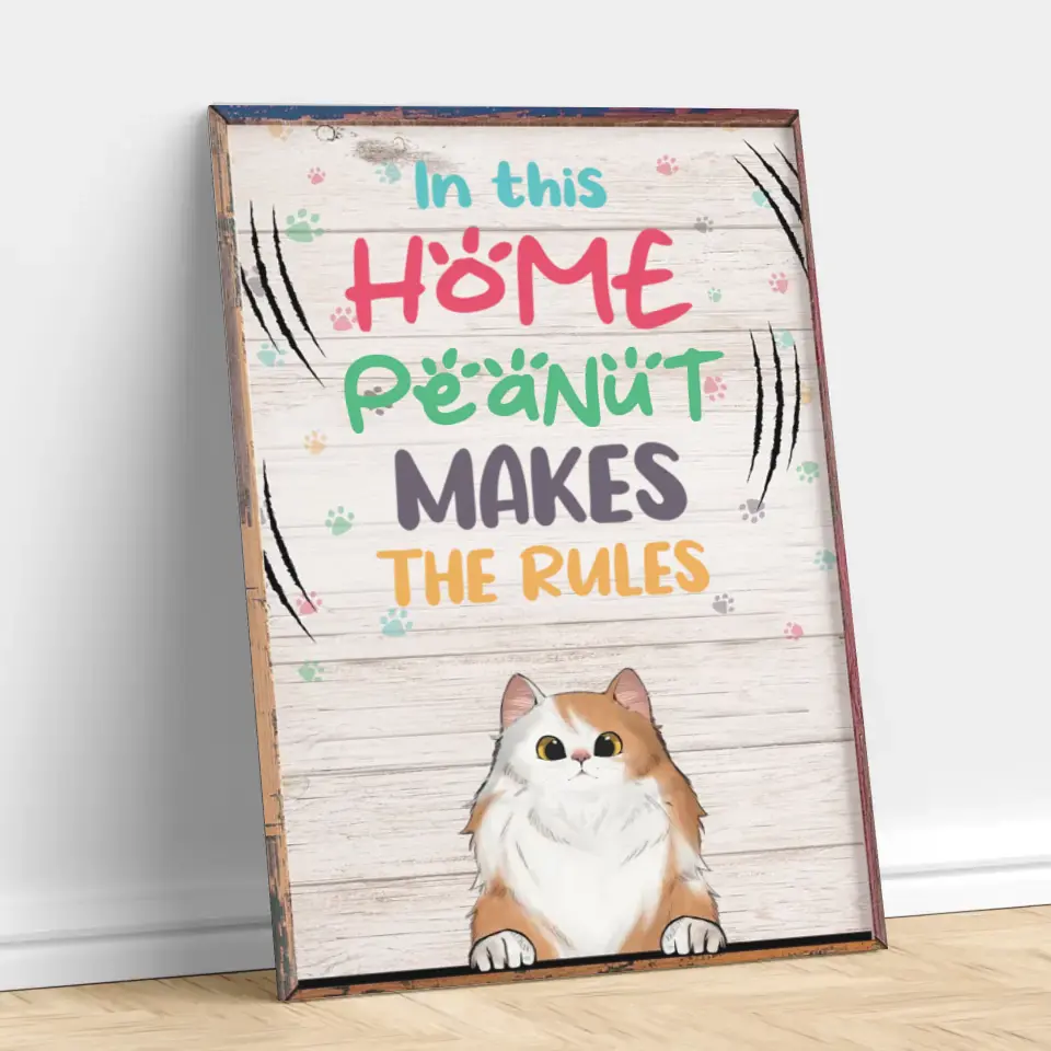 Cat Makes The Rules - Gifts For Cat Lovers - Personalized Canvas Wall Art