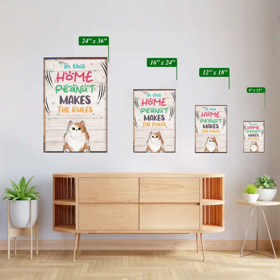 Cat Makes The Rules - Gifts For Cat Lovers - Personalized Canvas Wall Art