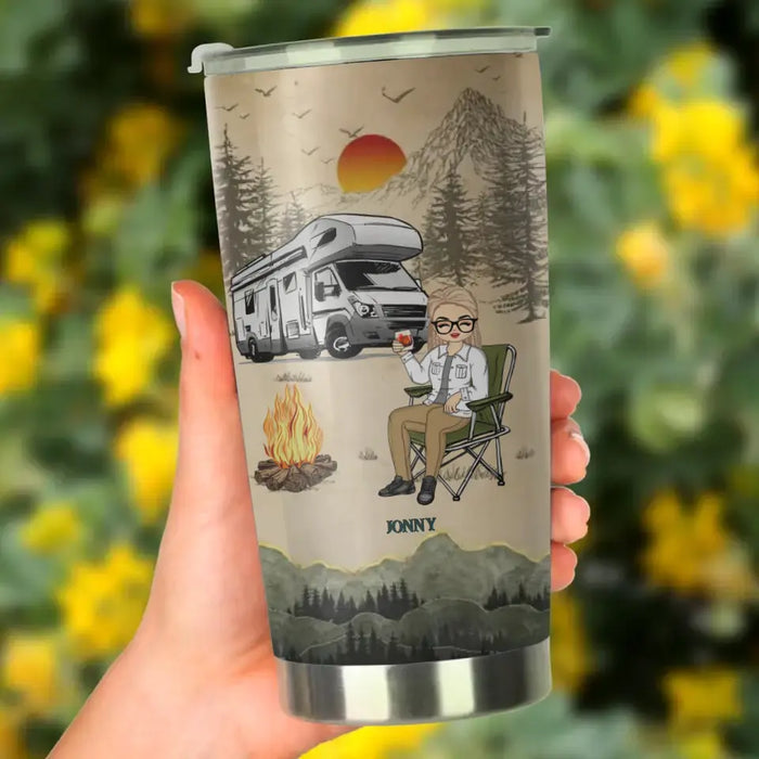 A Sexy Camping Lady - Personalized Tumbler Cup