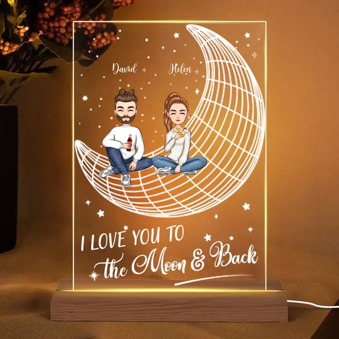 I Love You To The Moon And Back - Personalized Acrylic Plaque LED Light Night - Gift For Best Friends