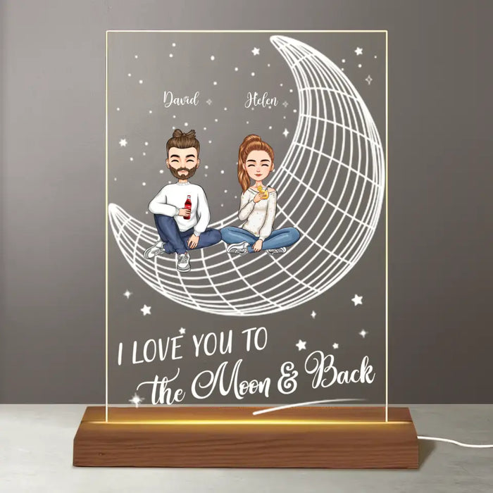 I Love You To The Moon And Back - Personalized Acrylic Plaque LED Light Night - Gift For Best Friends