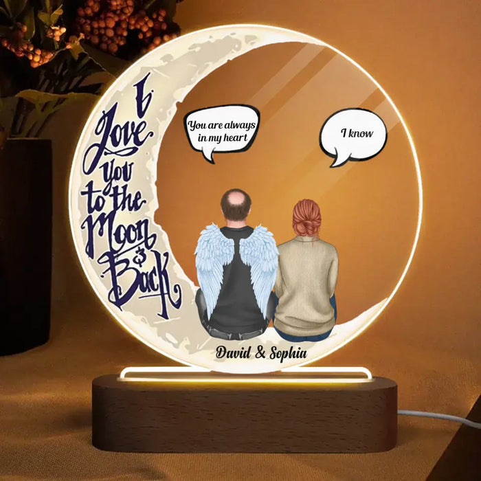 I Love You To The Moon And Back - Personalized Round Acrylic Plaque LED Light Night - Gift For Parents