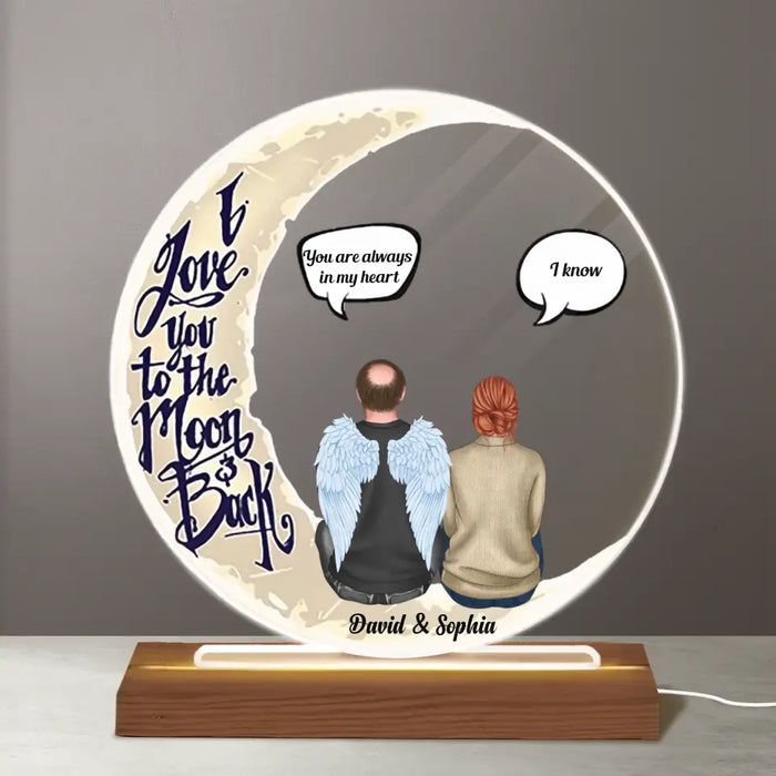 I Love You To The Moon And Back - Personalized Round Acrylic Plaque LED Light Night - Gift For Parents