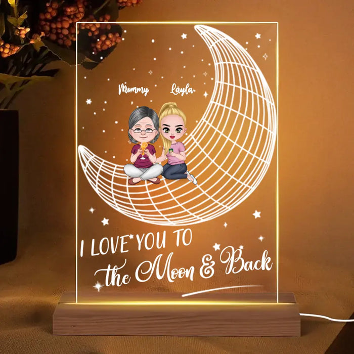 I Love You To The Moon And Back - Personalized Acrylic Plaque LED Night Light - Gift For Mothers