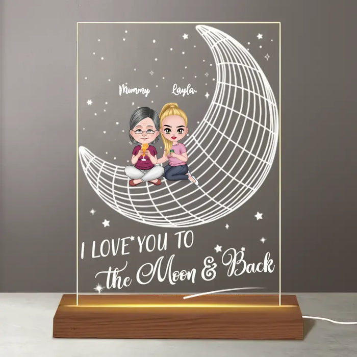 I Love You To The Moon And Back - Personalized Acrylic Plaque LED Night Light - Gift For Mothers