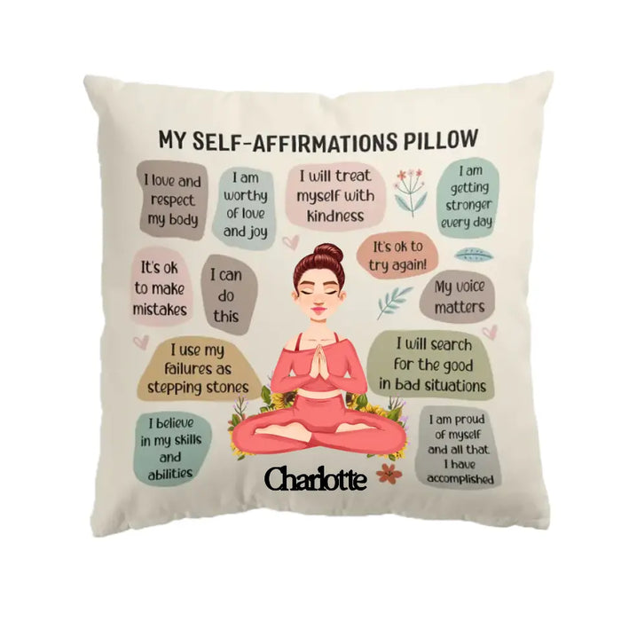 My Self Affirmations - Personalized Pillow - Gift For Yoga Lovers