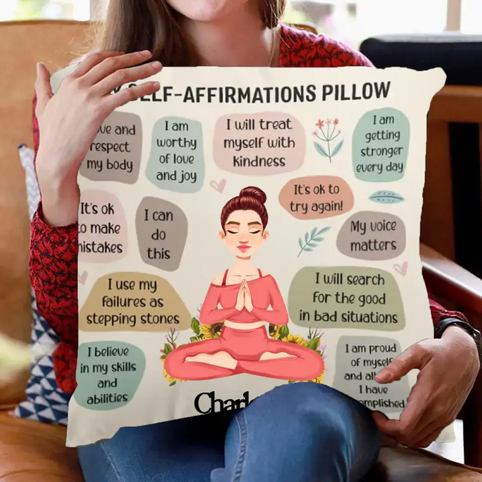 My Self Affirmations - Personalized Pillow - Gift For Yoga Lovers